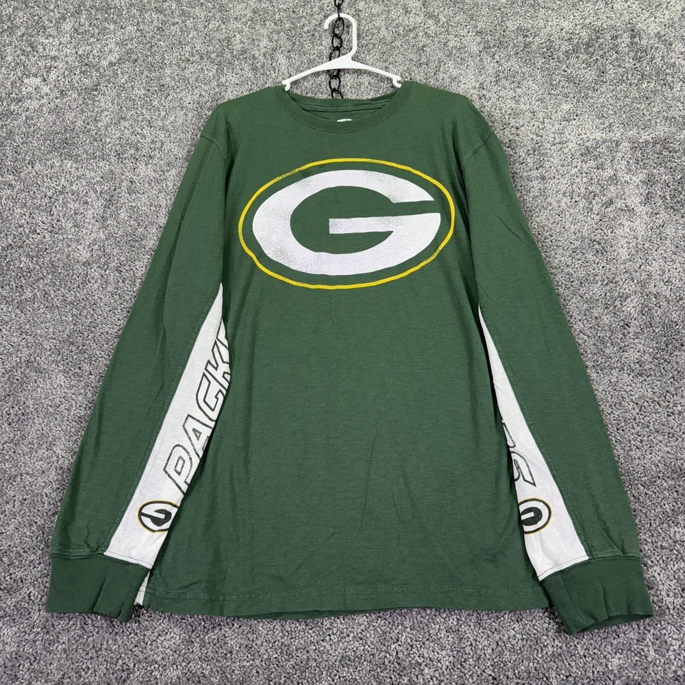 Green Bay Packers Shirt Mens 2XL Green NFL Football Hands High Long Sleeve Logo